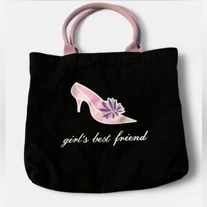 Black Tote Bag with Pink Shoe Design